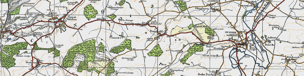 Old map of Lower Benefield in 1920