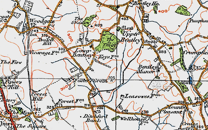 Old map of Lower Bentley in 1919