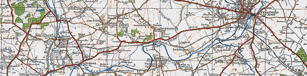 Old map of Binton Hill in 1919