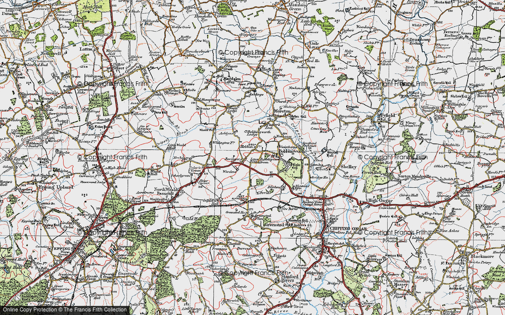 Old Map of Lower Bobbingworth Green, 1920 in 1920