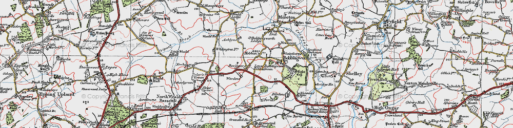 Old map of Lower Bobbingworth Green in 1920
