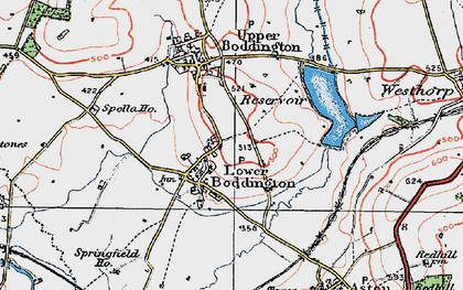 Old map of Lower Boddington in 1919