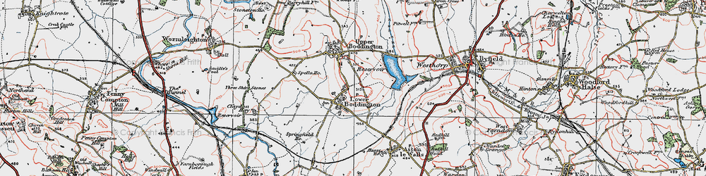 Old map of Boddington Resr in 1919