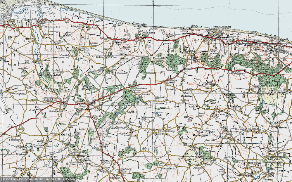 Old Map of Lower Bodham, 1922 in 1922