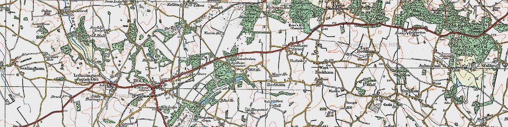 Old map of Bodham Common in 1922