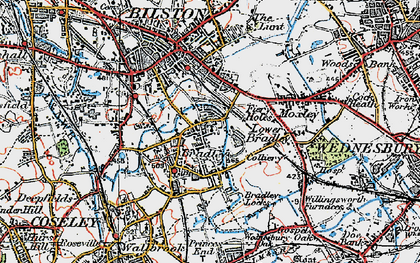 Old map of Lower Bradley in 1921