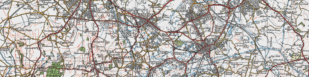 Old map of Lower Bradley in 1921