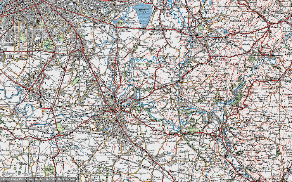 Old Map of Lower Bredbury, 1923 in 1923