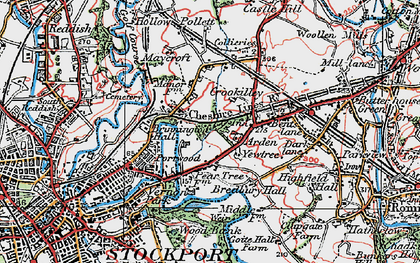 Old map of Lower Bredbury in 1923