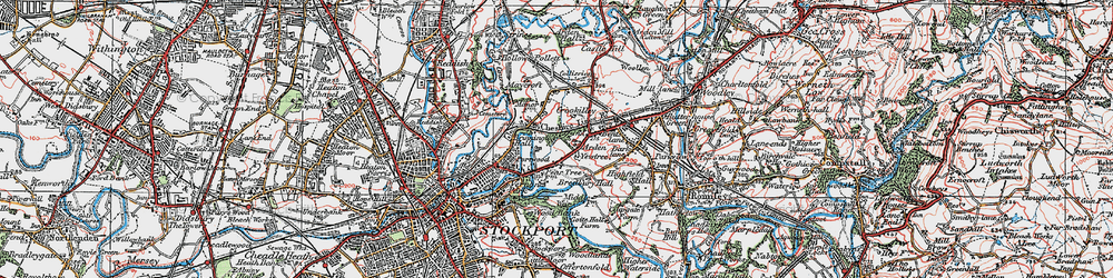 Old map of Lower Bredbury in 1923