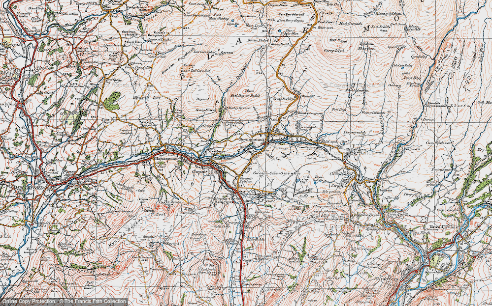 Old Map of Historic Map covering Bryn-Pedol in 1923