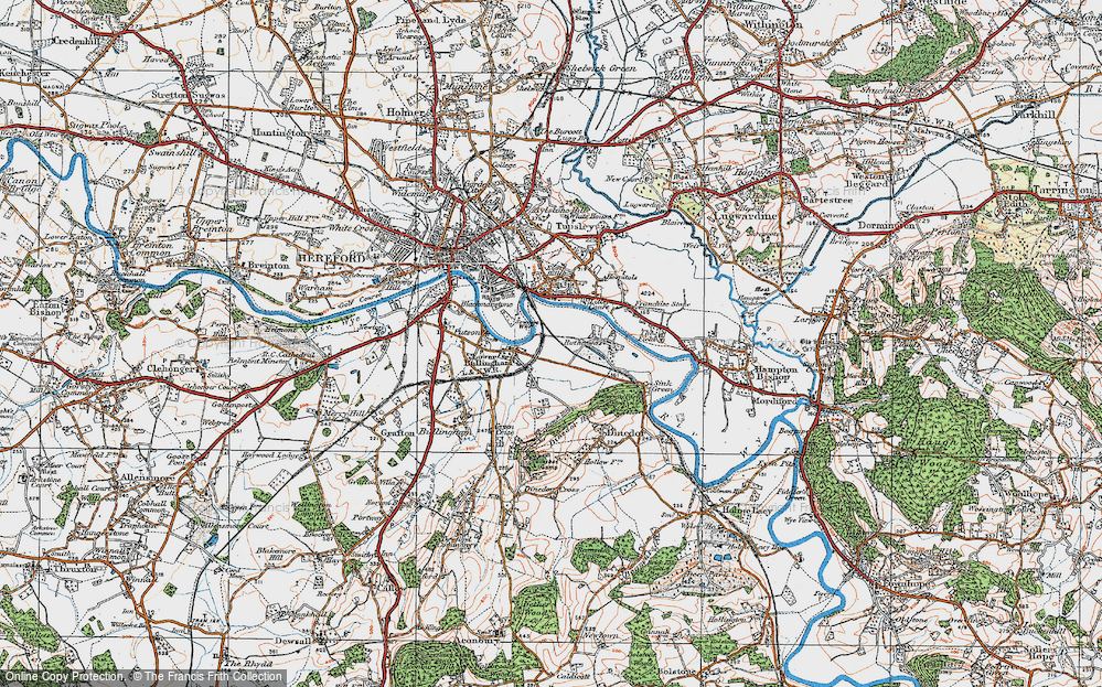 Old Map of Lower Bullingham, 1920 in 1920