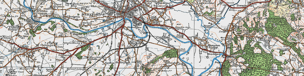 Old map of Lower Bullingham in 1920