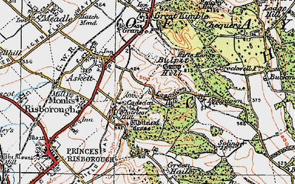 Old map of Whiteleaf Cross in 1919