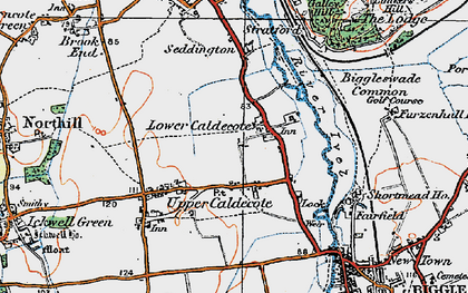 Old map of Lower Caldecote in 1919
