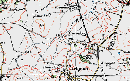 Old map of Lower Catesby in 1919