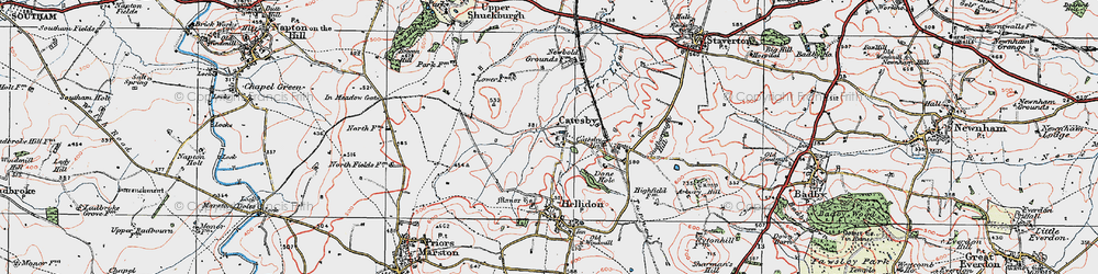 Old map of Lower Catesby in 1919