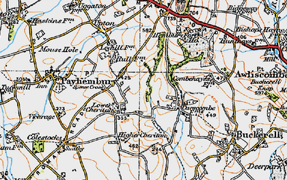 Old map of Lower Cheriton in 1919