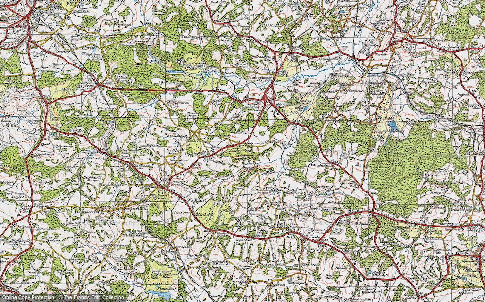 Old Map of Historic Map covering Bewl Water in 1920