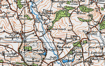 Old map of Lower Creedy in 1919
