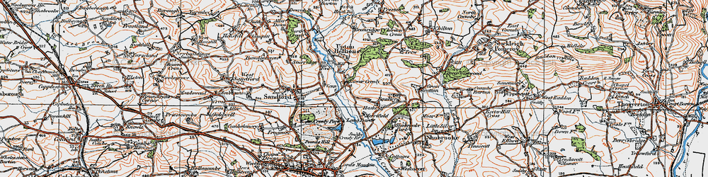 Old map of Lower Creedy in 1919
