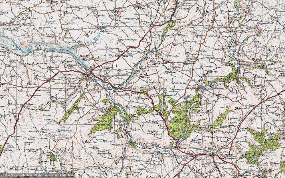 Old Map of Lower Croan, 1919 in 1919