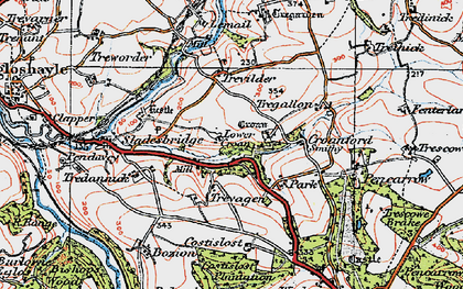 Old map of Lower Croan in 1919
