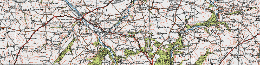 Old map of Lower Croan in 1919