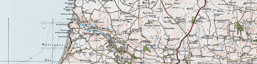 Old map of Lower Denzell in 1919