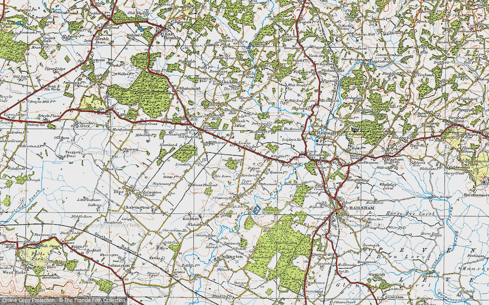 Old Map of Lower Dicker, 1920 in 1920