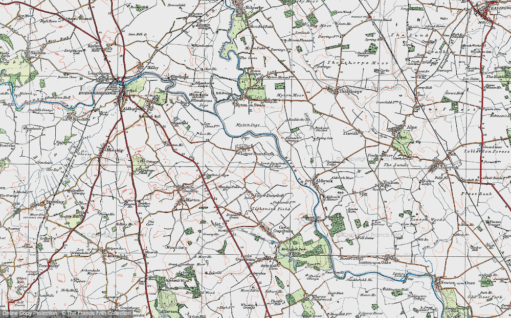 Old Map of Lower Dunsforth, 1925 in 1925