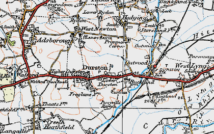 Old map of Lower Durston in 1919