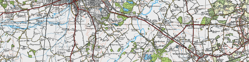 Old map of Lower Earley in 1919
