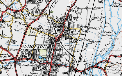 Old map of Lower Edmonton in 1920
