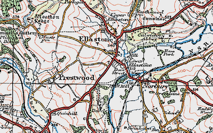 Old map of Lower Ellastone in 1921