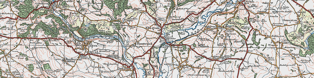 Old map of Lower Ellastone in 1921