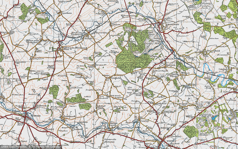 Old Map of Historic Map covering Brize's Lodge in 1919