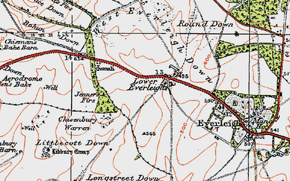 Old map of Bohune Down in 1919