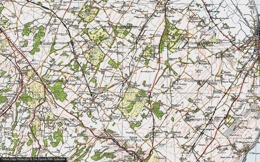 Old Map of Lower Eythorne, 1920 in 1920