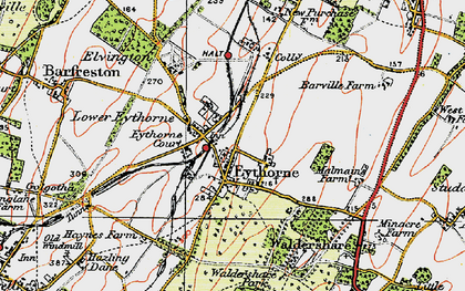 Old map of Lower Eythorne in 1920