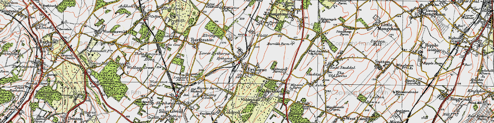 Old map of Lower Eythorne in 1920