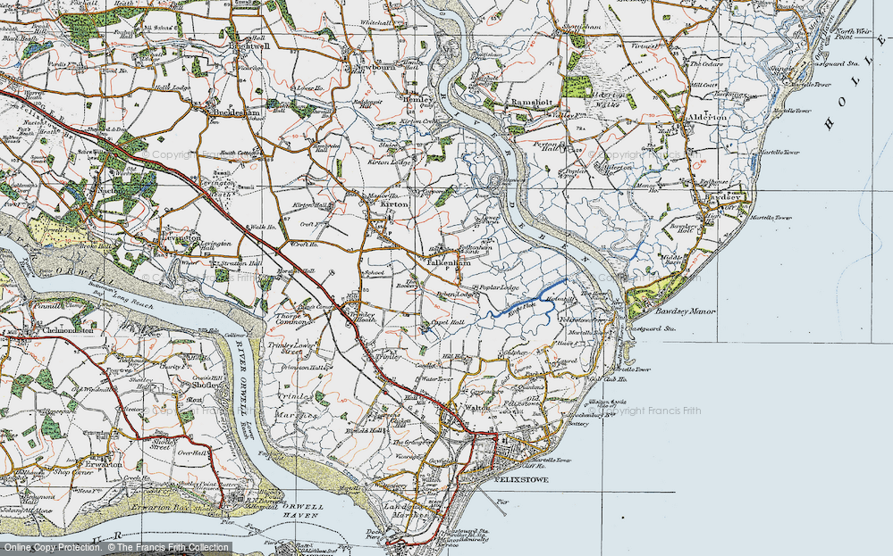 Old Map of Lower Falkenham, 1921 in 1921