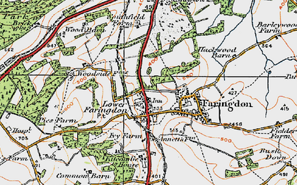 Old map of Lower Farringdon in 1919