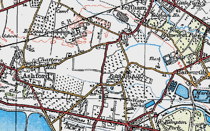 Old map of Lower Feltham in 1920