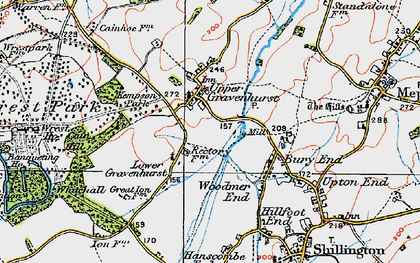 Old map of Lower Gravenhurst in 1919