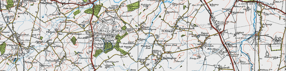 Old map of Lower Gravenhurst in 1919