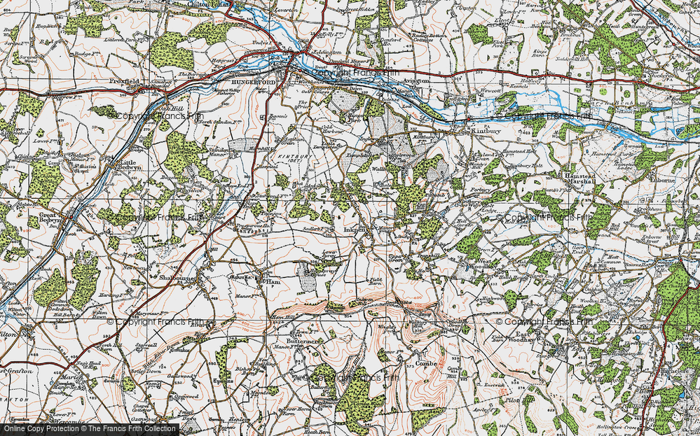 Old Map of Historic Map covering Anville's Copse in 1919