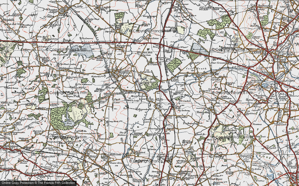 Old Map of Historic Map covering Somerford Hall in 1921