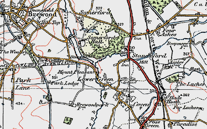 Old map of Lower Green in 1921