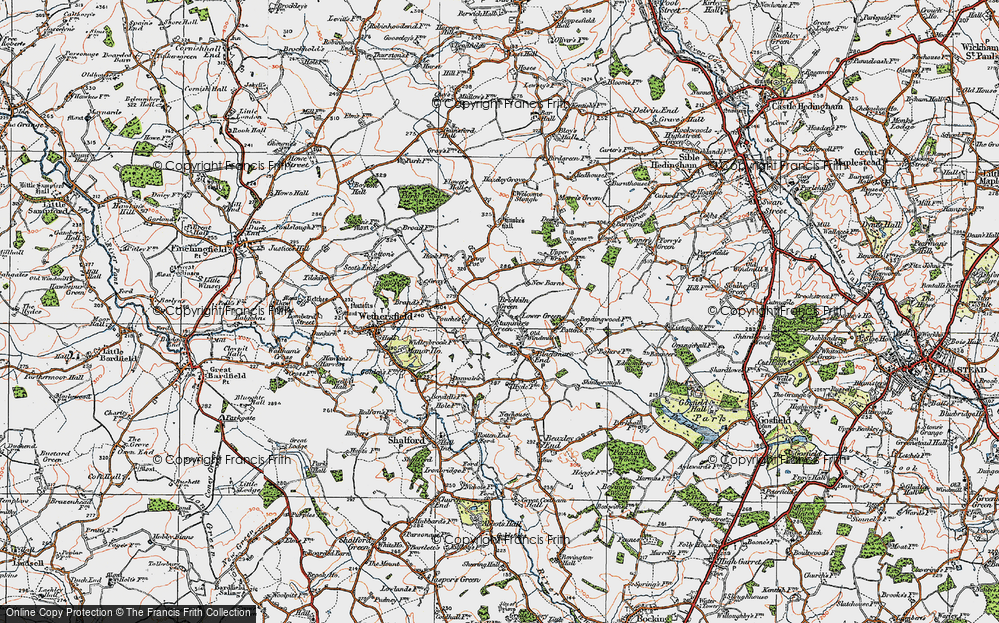 Old Map of Lower Green, 1921 in 1921